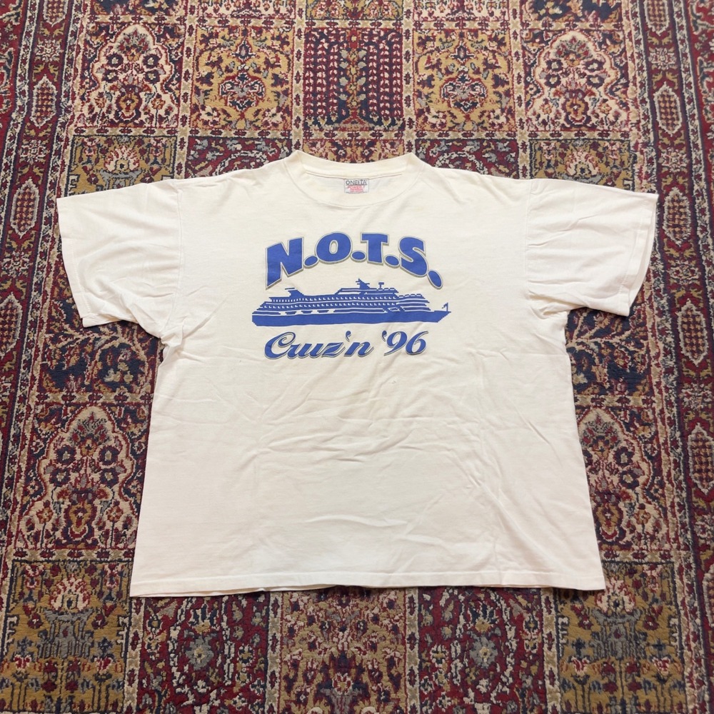 VTG 1996 N.O.T.S. Cruz'n 96 Graphic T Shirt Mens XL USA ship‎ white blue cruise